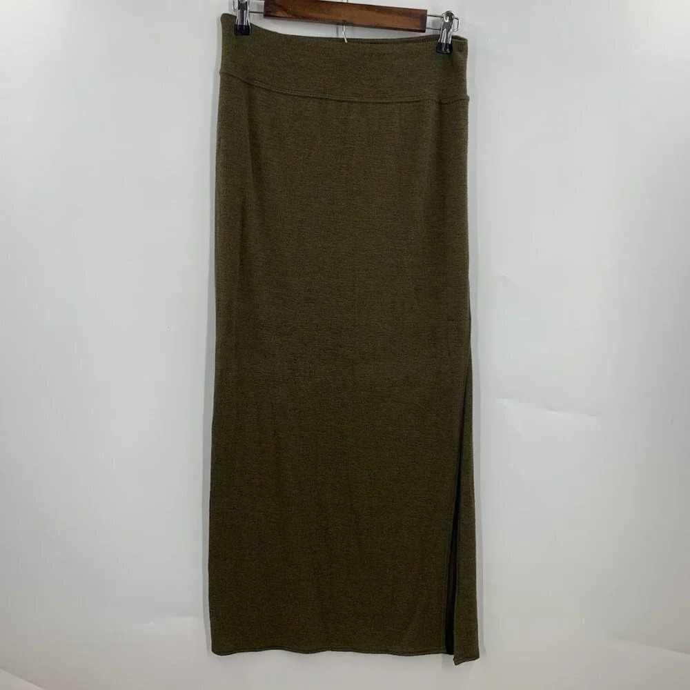 Aritzia Wilfred Free Women's Field Jersey Knit Pull On High Slit Midi Skirt SZ M
